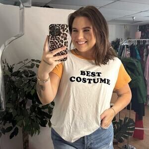 Wildfox Best Costume Crew Neck Short Sleeve T-Shirt White Orange